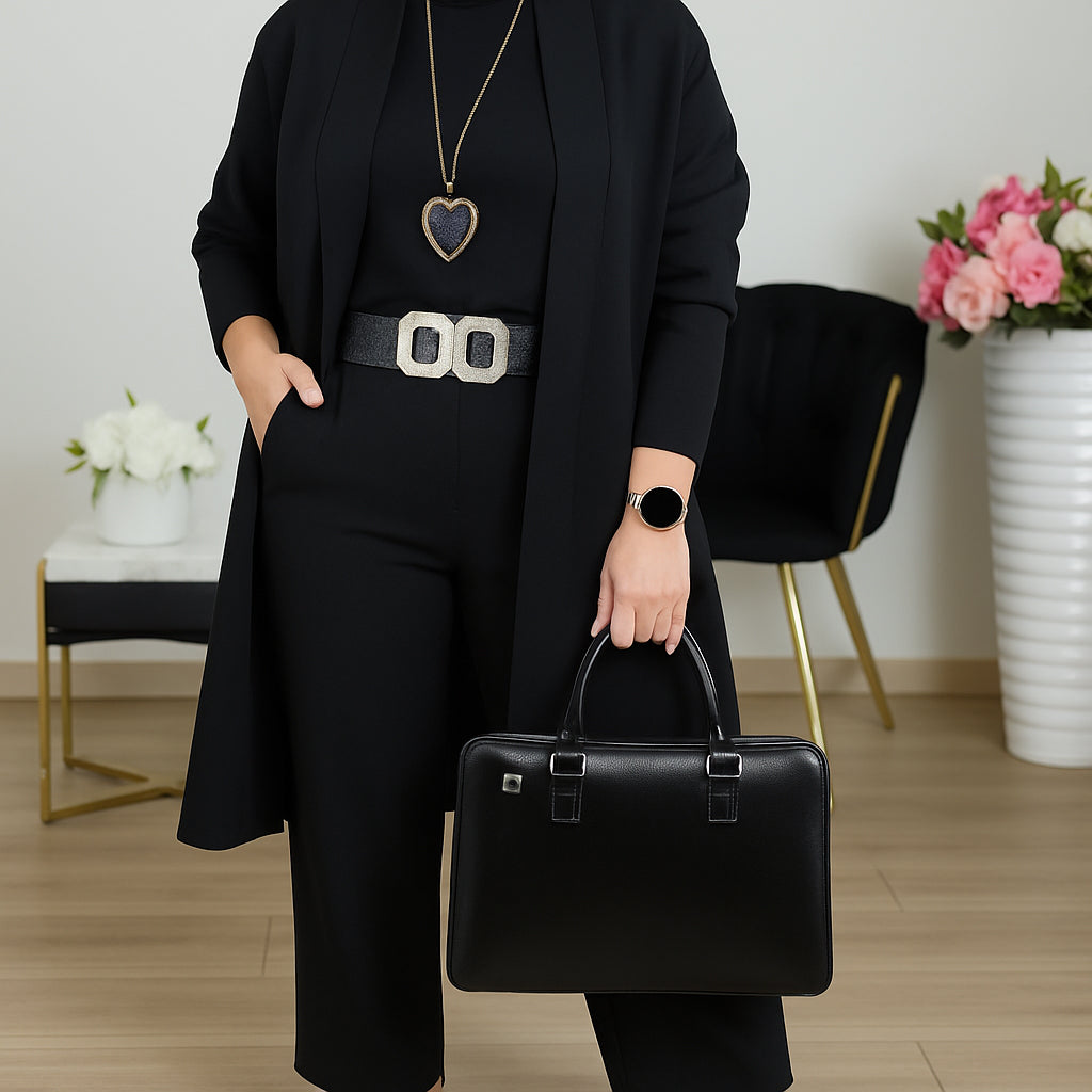 š„Mest populƤrtš„Hemkomfort + Business Elegance LĆ„ng kofta, topp och byxor, 3-delat setš