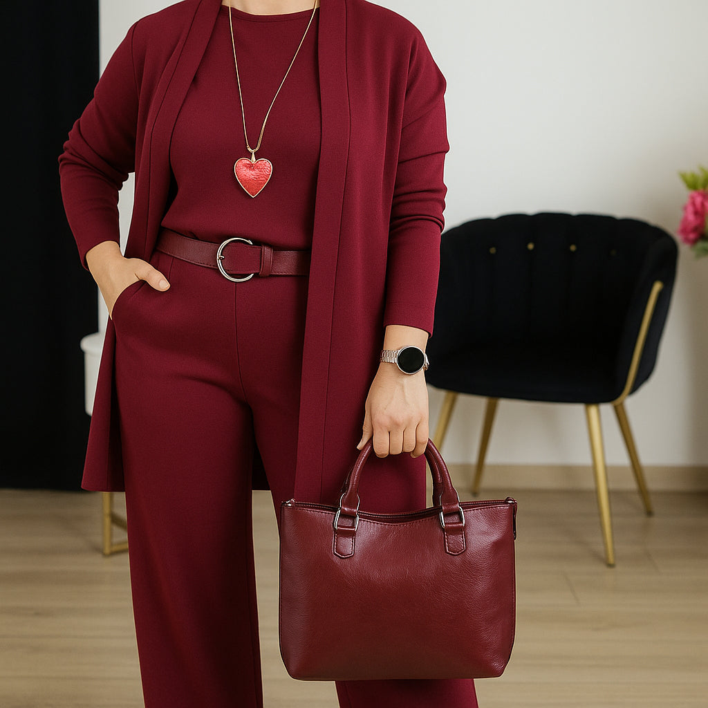 š„Mest populƤrtš„Hemkomfort + Business Elegance LĆ„ng kofta, topp och byxor, 3-delat setš