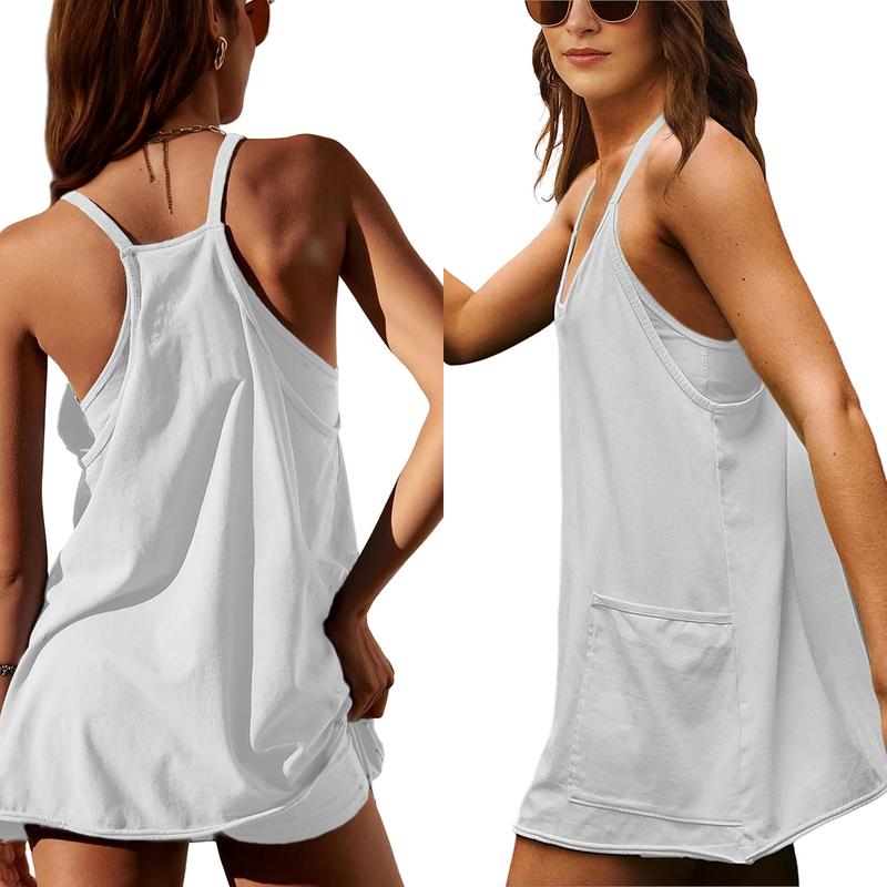 đ„Sista dagen specialförsĂ€ljning 49% OFFđCasual Ărmlös miniklĂ€nning med inbyggda shorts