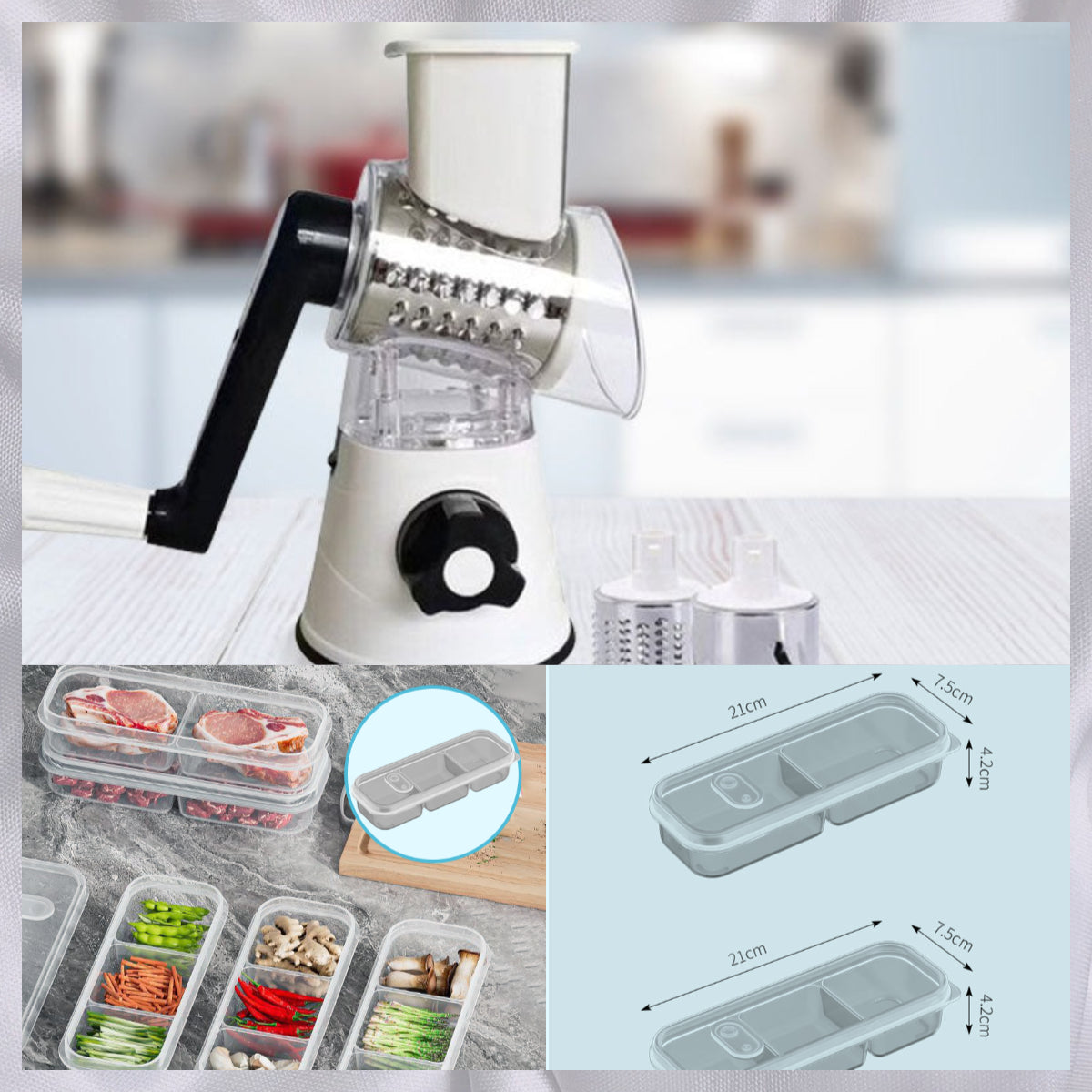 đ„Limiterad tid till halva priset-3 i 1 roterande osthyvel grönsaksrivare