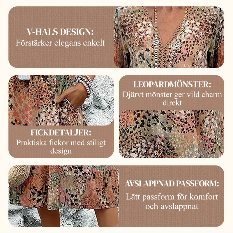 🚚 SPARA FRAKT: Köp 2 stk!Safari Chic Leopard Klänning