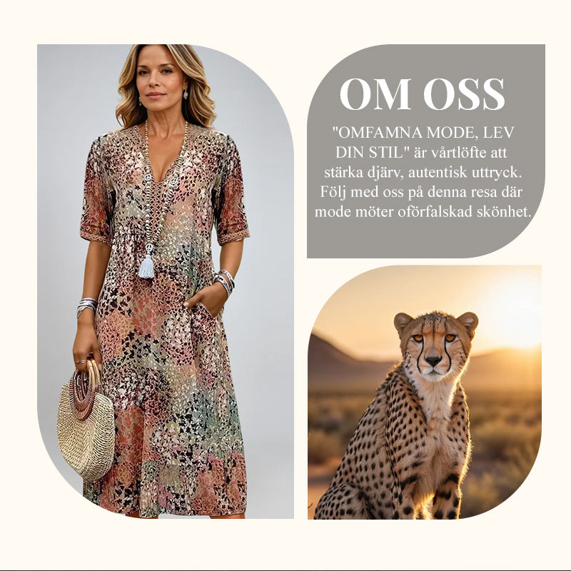 🚚 SPARA FRAKT: Köp 2 stk!Safari Chic Leopard Klänning