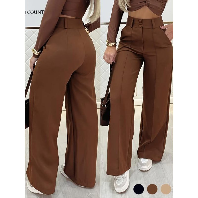 🌟👖 Snygga dambyxor med hög midja – skrynkelfria och hållbara för kontoret och vardagen 🌿✨