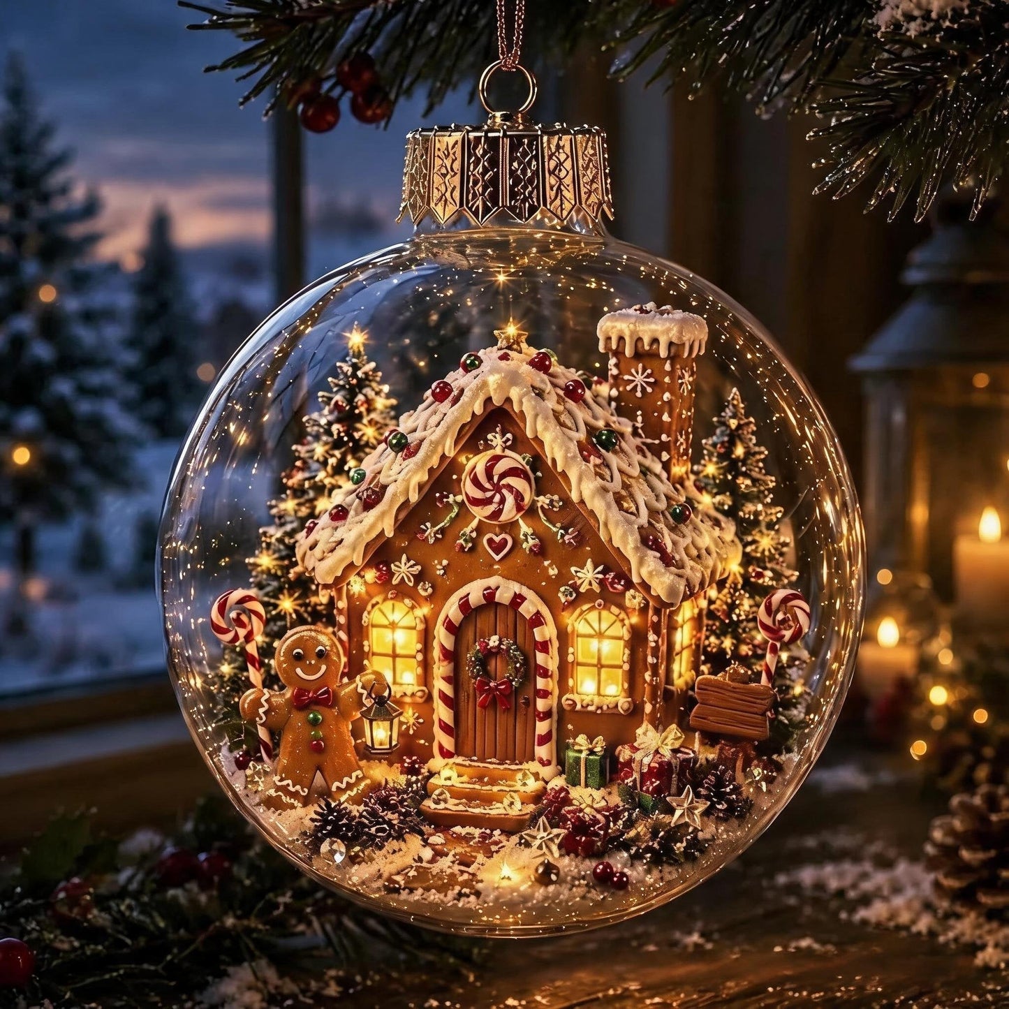 đGlödande juldiarama-ornament â En liten vintervĂ€rld i din handflatađŒ