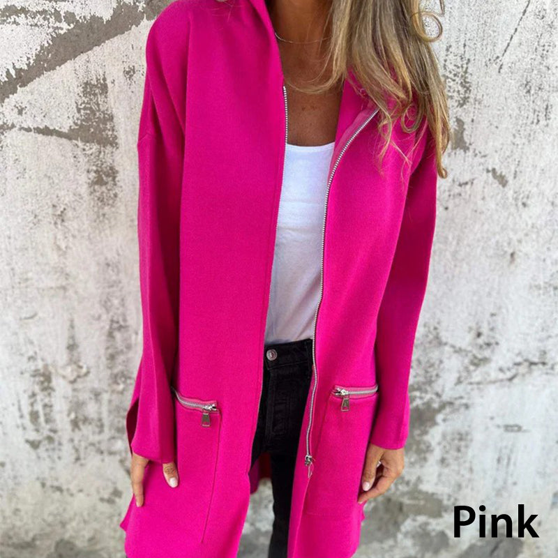 🍂Saisonale Förderung super niedrigen Preis🍂Lässige, modische Langarm-Sweatshirtjacke mit Reißverschluss und Kapuze