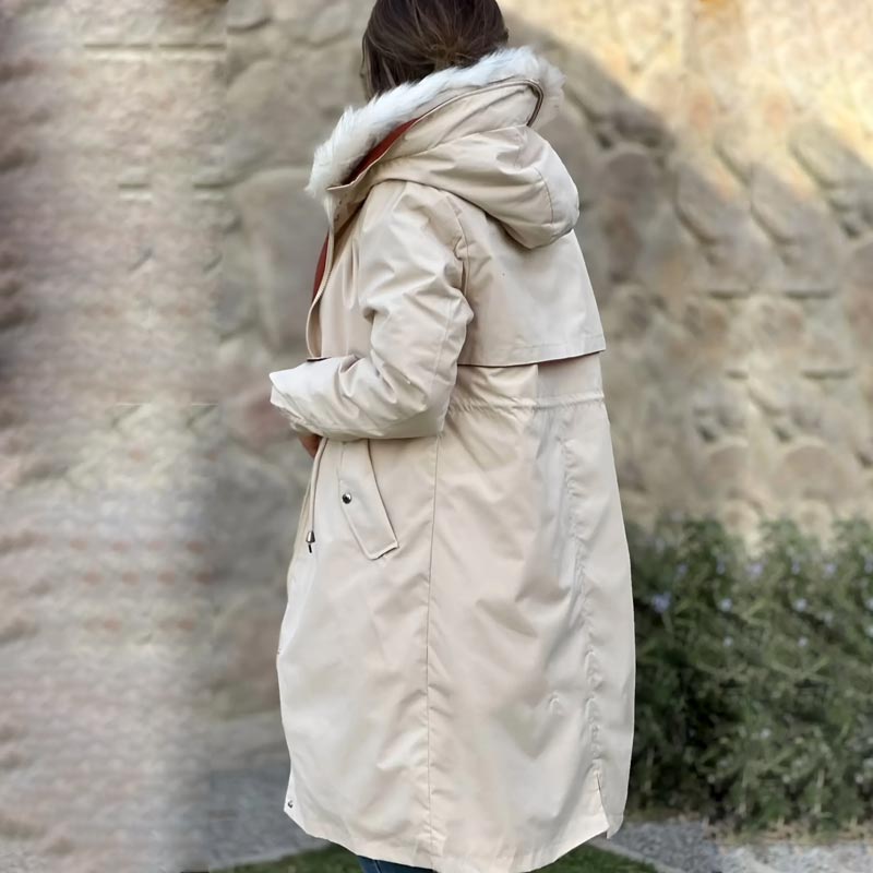 Dam vinterjacka med huva och pälskrage, casual parka✨Garanti för äkthet💖