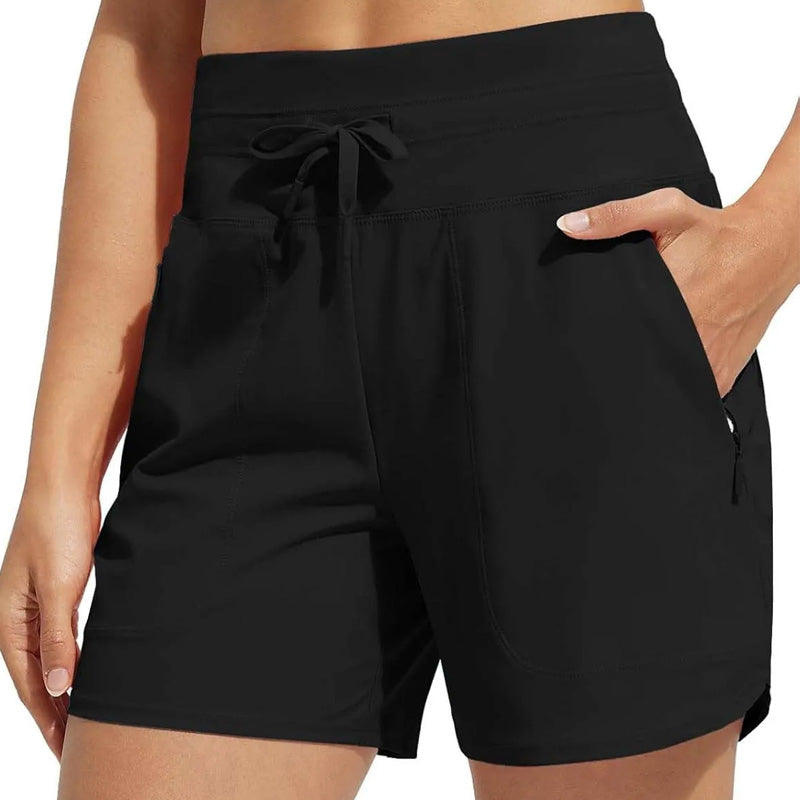 🌞Sommarrea 49% RABATT🩳Badshorts med hög midja, snabbtorkande för dam