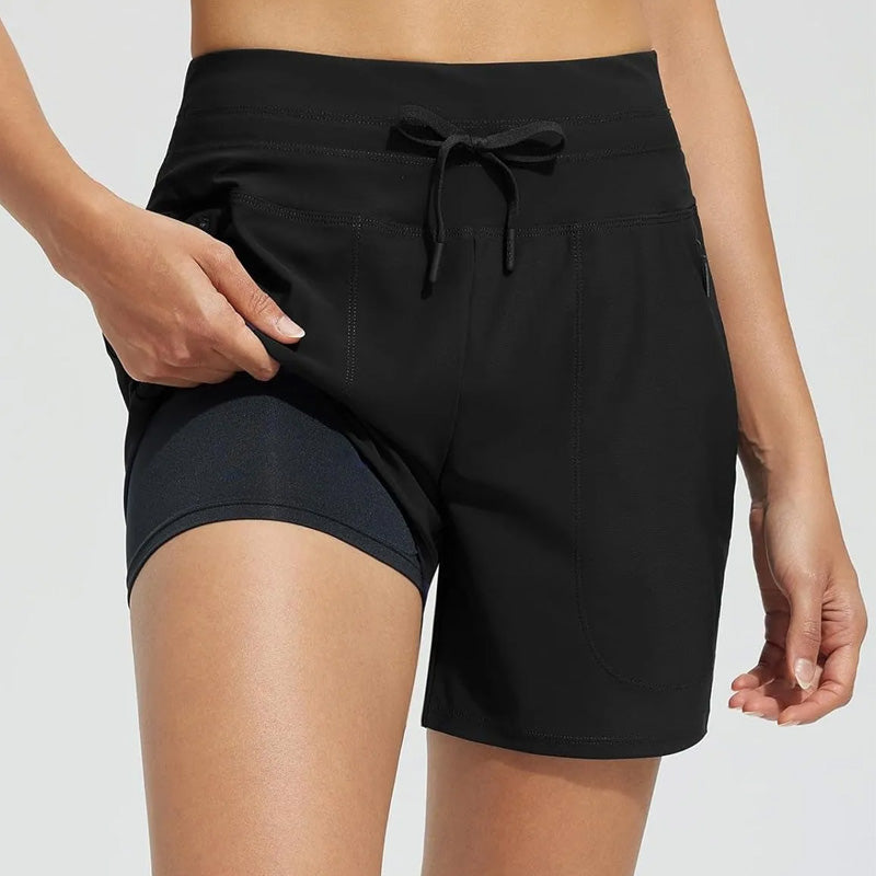 🌞Sommarrea 49% RABATT🩳Badshorts med hög midja, snabbtorkande för dam