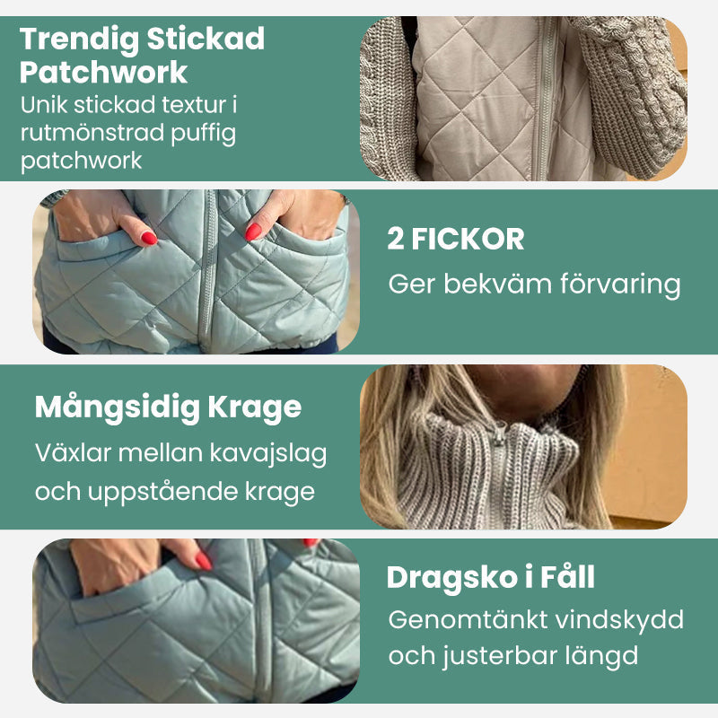 ⌛50% off clearance for a limited time!!!!🔥Stickad Patchwork Puffig Jacka för Kvinnor