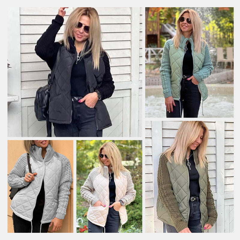 ⌛50% off clearance for a limited time!!!!🔥Stickad Patchwork Puffig Jacka för Kvinnor