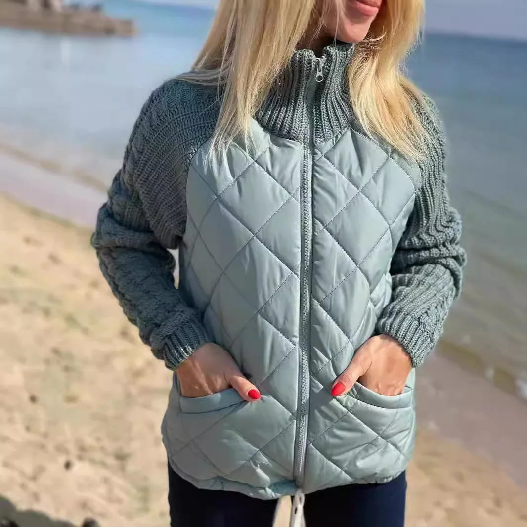 ⌛50% off clearance for a limited time!!!!🔥Stickad Patchwork Puffig Jacka för Kvinnor