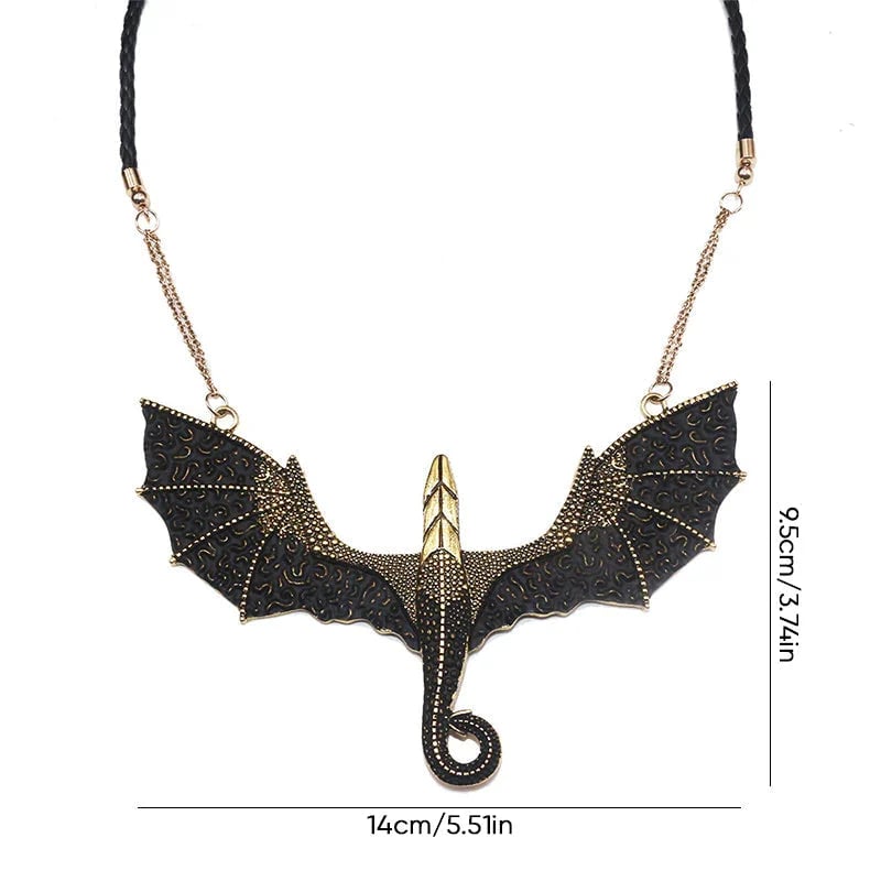 Halsband med Svart Bevingad Flygande Drake