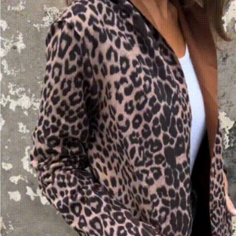 Trenchcoat med huva och leopardmönster för kvinnor