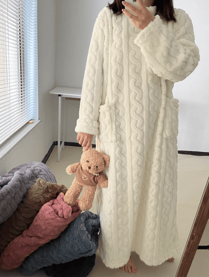 💟En varm present🎀Vinterkläder i korallrosa sammet🔥