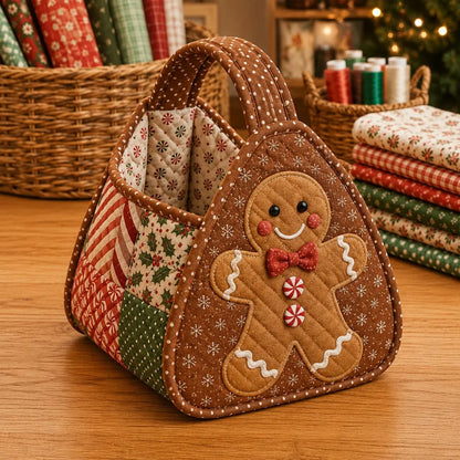 ⭐🎉🎄 Quiltad julkaraktärsbärkorg | Vadderade patchworktyger, lagerlagd applikation & mjukt bärhandtag i DIY-kit eller färdiga stilar 🎁✨