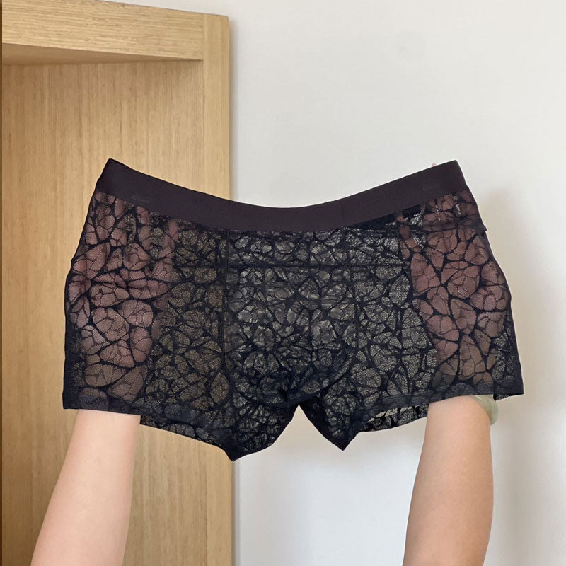 🔥 Sexig Herrboxer i Spets & Is-siden