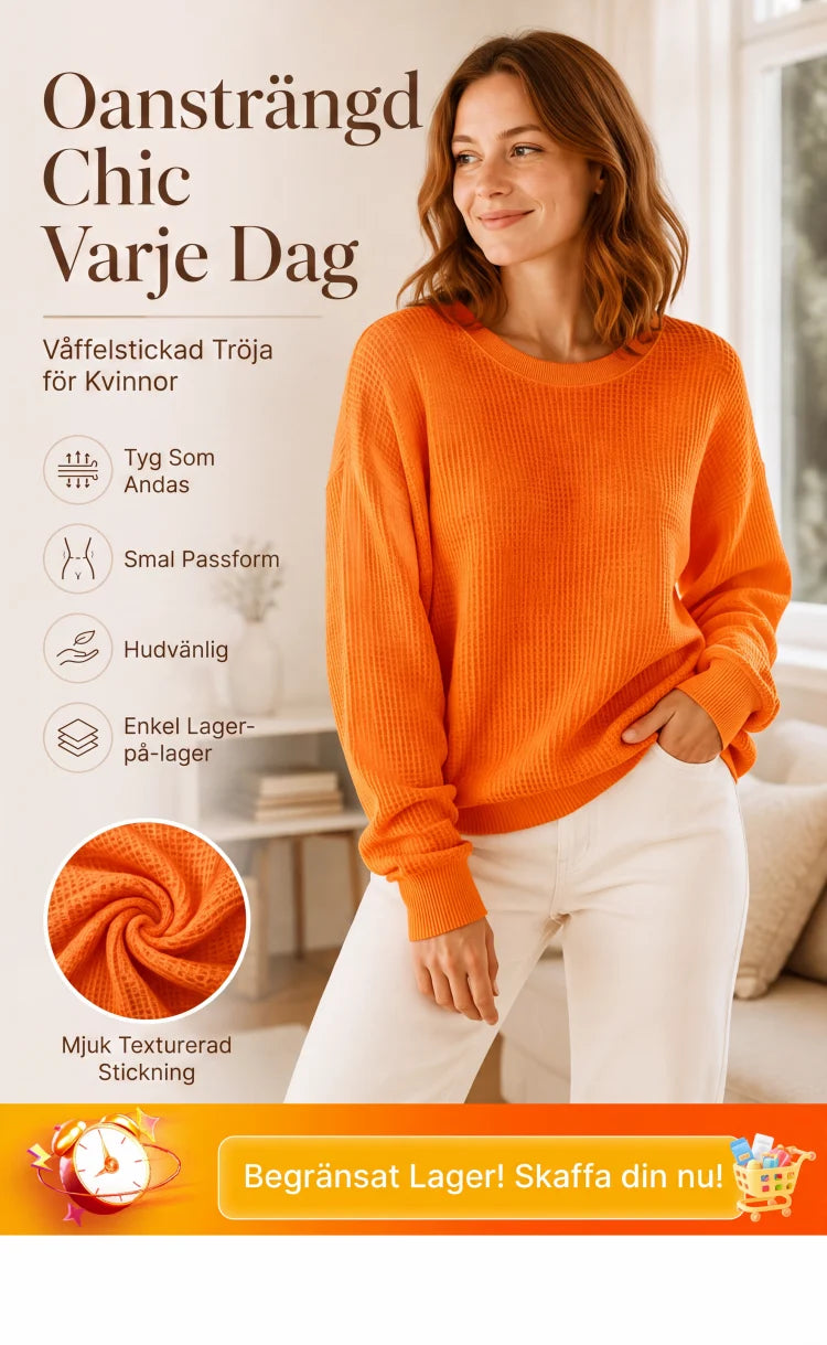 💖Nyhet-50% RABATT💖Damernas våffelstickade Loose‑Fit-sweatshirt✨