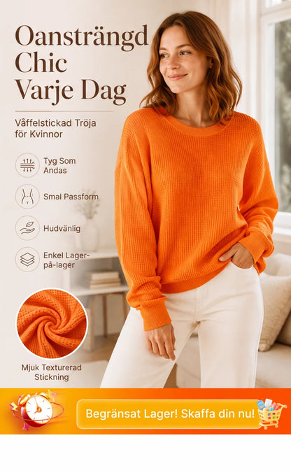 💖Nyhet-50% RABATT💖Damernas våffelstickade Loose‑Fit-sweatshirt✨