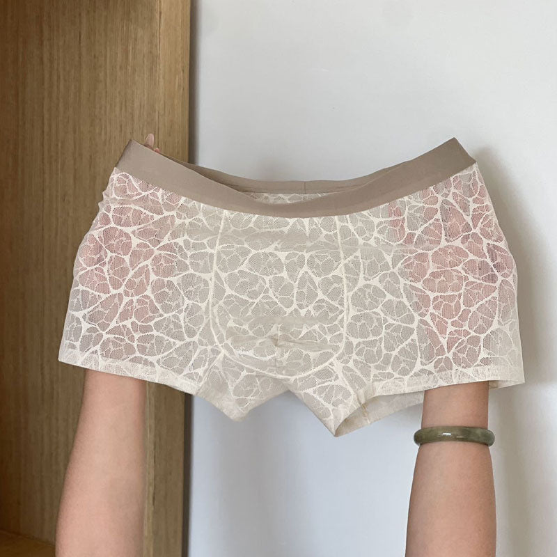 🔥 Sexig Herrboxer i Spets & Is-siden