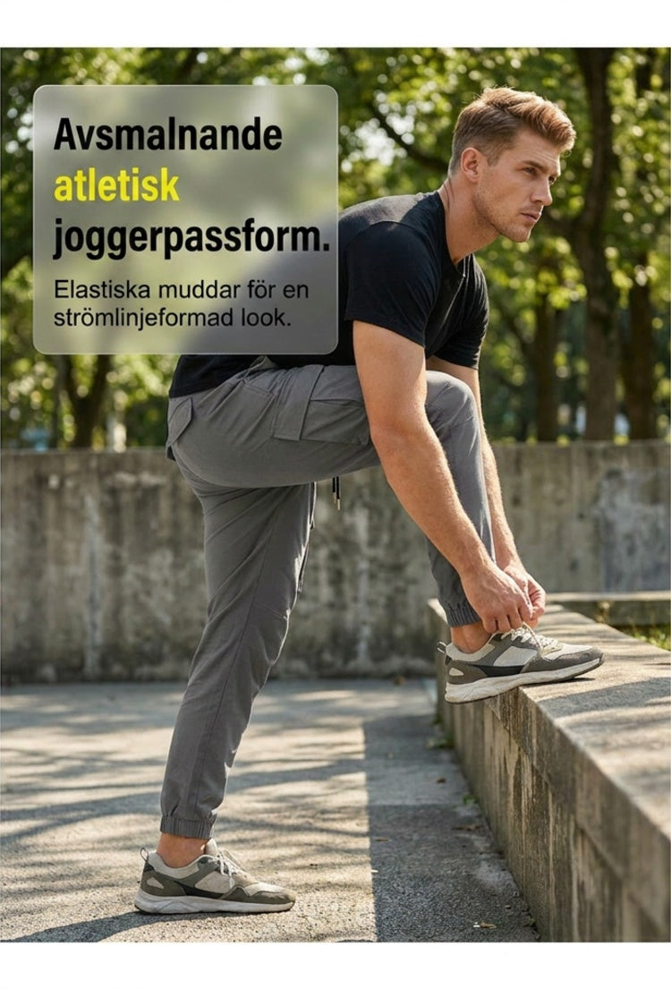 👖50 % RABATT🏃 Arbetsbyxor i fleece | Dragsko i midjan · Slitstarkt polyester · Avsmalnande ben · Flera fickor