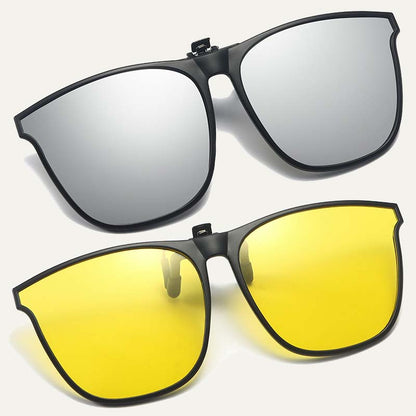 Nya polariserade clip-on solglasögon med uppfällbar design