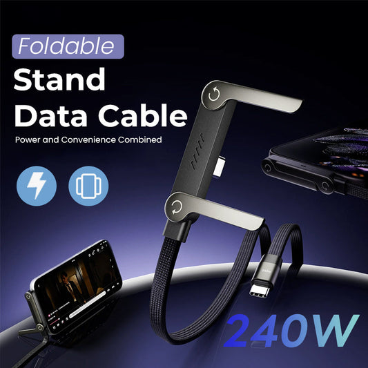 ⚡2-i-1 osynlig laddningskabel – 240W snabbladdningskabel med inbyggt telefonstativ