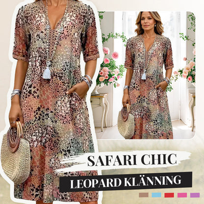 🚚 SPARA FRAKT: Köp 2 stk!Safari Chic Leopard Klänning