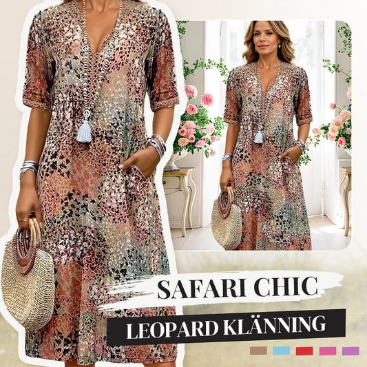 🚚 SPARA FRAKT: Köp 2 stk!Safari Chic Leopard Klänning