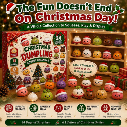 🎅 JULSPECIAL | 24 dagar med mini squishies – Söt adventskalender 2026 med dagliga dumpling-överraskningar
