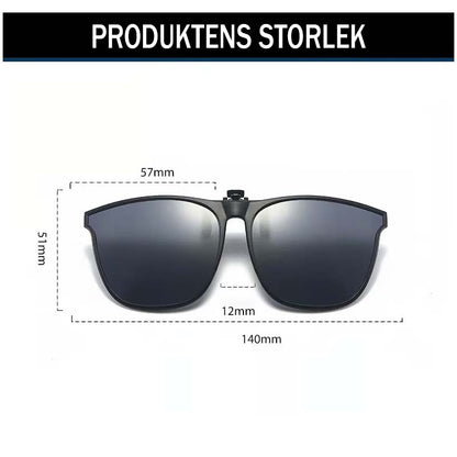 Nya polariserade clip-on solglasögon med uppfällbar design
