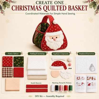 ⭐🎉🎄 Julkaraktär quiltad bärkorg | Vadderade patchworktyger, skiktad applikation och mjukt bärhandtag i DIY-sats eller färdiga stilar 🎁✨