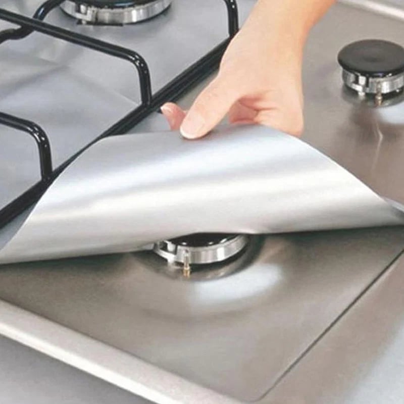 4-delade återanvändbara non-stick brännarlock för gasspis – värmebeständiga och tvättbara