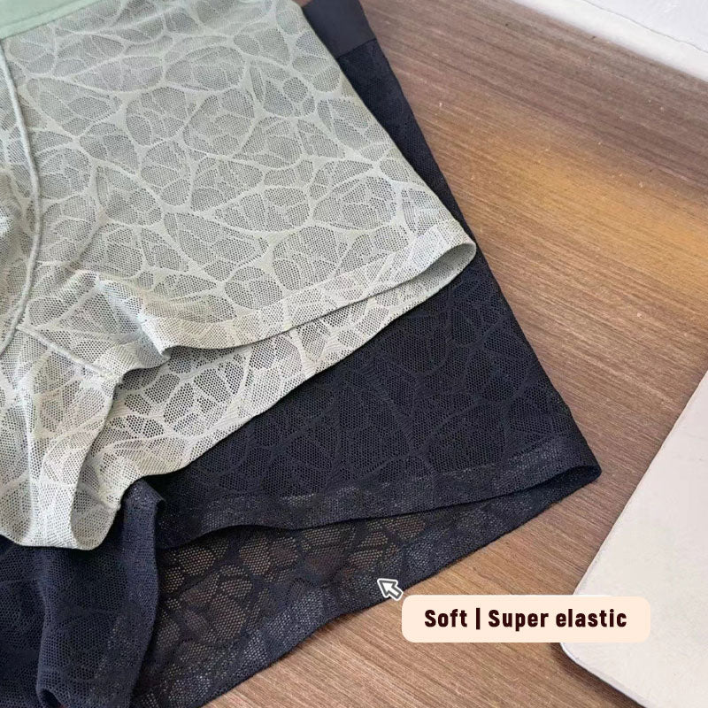 🔥 Sexig Herrboxer i Spets & Is-siden