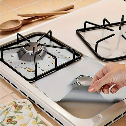 4-delade återanvändbara non-stick brännarlock för gasspis – värmebeständiga och tvättbara