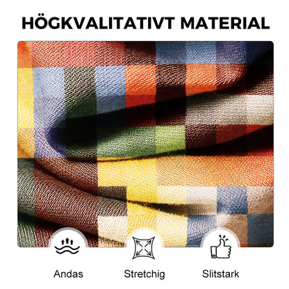 ✈️2ST = FRAKTFRIET✈️Unisex Simple Rainbow Color Plaid Vintage Printed Lapel Långärmad skjorta med fickor
