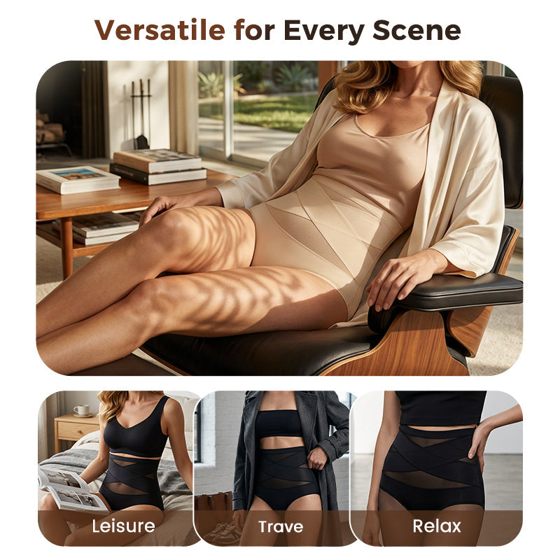 🌸Sista dagen - Köp en, få tre gratis✨ Högmidjade plus size-underkläder med korsvis magkontroll