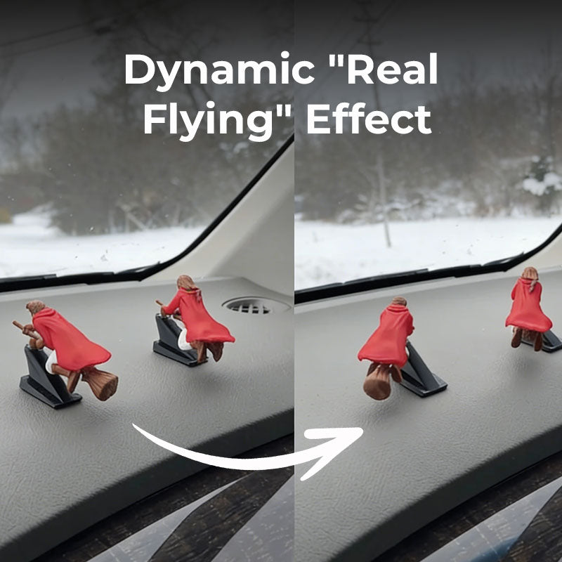 Instrumentbrädedekorationer med flytande effekt: häx- och trollkarlskvast