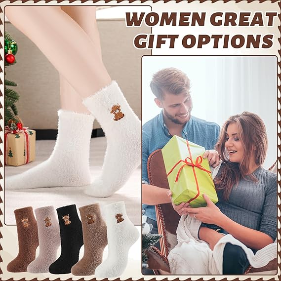 ⏳Nyårserbjudanden🔥 Söta, varma damstrumpor med broderad höglandsko