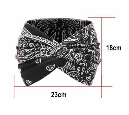 Boho-stil & paisleymönstrat hårband Brett elastiskt hårband