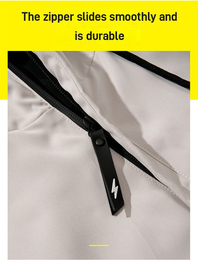 🎁Nyhet 50% RABATT💥Herrarnas Enfärgade Vattentäta Vindtäta Hoodie-Jacka med Dragsko och Dragkedja