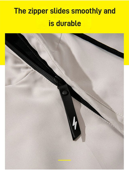 🎁Nyhet 50% RABATT💥Herrarnas Enfärgade Vattentäta Vindtäta Hoodie-Jacka med Dragsko och Dragkedja