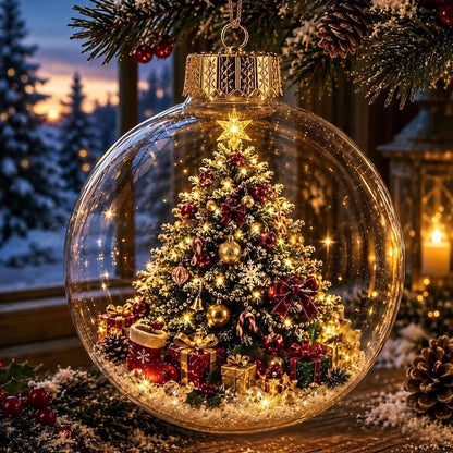 🎄Glödande juldiarama-ornament – En liten vintervärld i din handflata👼