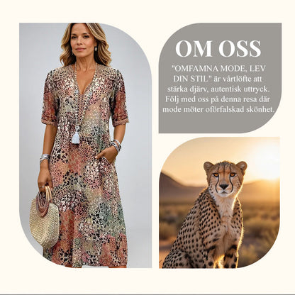 🚚 SPARA FRAKT: Köp 2 stk!Safari Chic Leopard Klänning