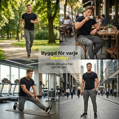 👖50 % RABATT🏃 Arbetsbyxor i fleece | Dragsko i midjan · Slitstarkt polyester · Avsmalnande ben · Flera fickor