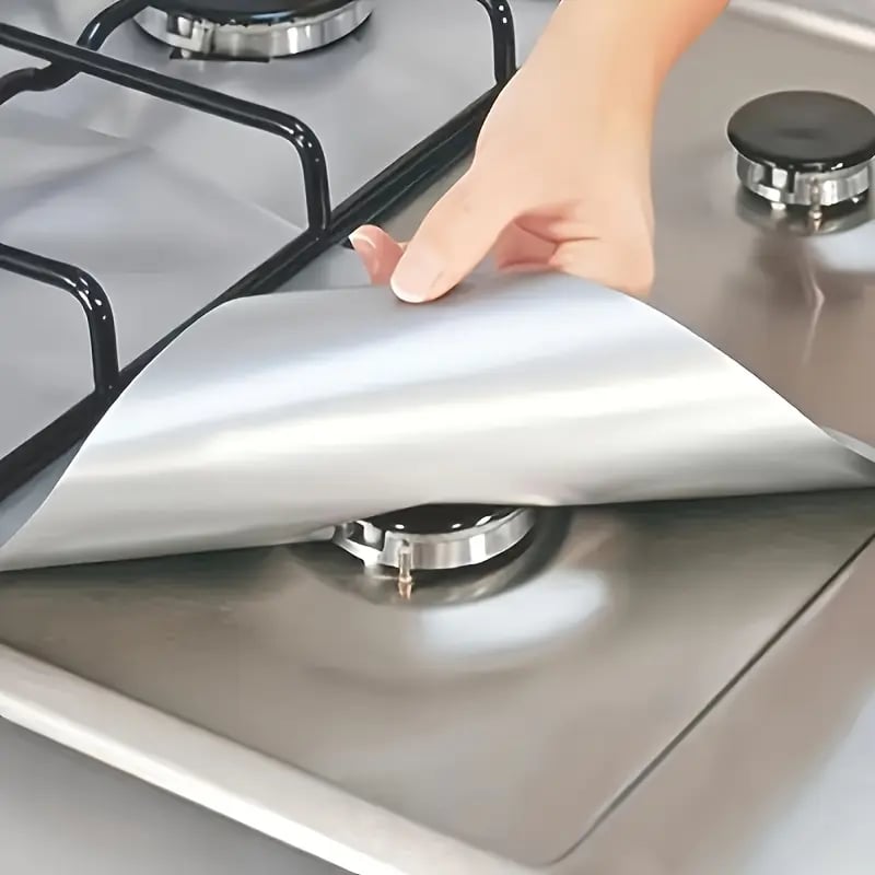 4-delade återanvändbara non-stick brännarlock för gasspis – värmebeständiga och tvättbara