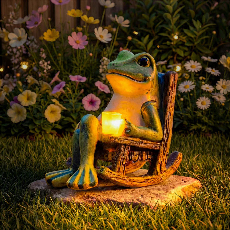 💯2026 Heta försäljningar🐸Solcellsdriven groda i gungstol prydnad🍃