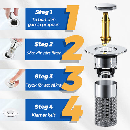 （Köp 2 Få 1 Gratis）Universal Pop-up-avloppsfilter för Handfat
