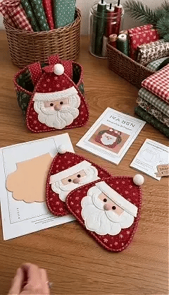 ⭐🎉🎄 Julkaraktär quiltad bärkorg | Vadderade patchworktyger, skiktad applikation och mjukt bärhandtag i DIY-sats eller färdiga stilar 🎁✨