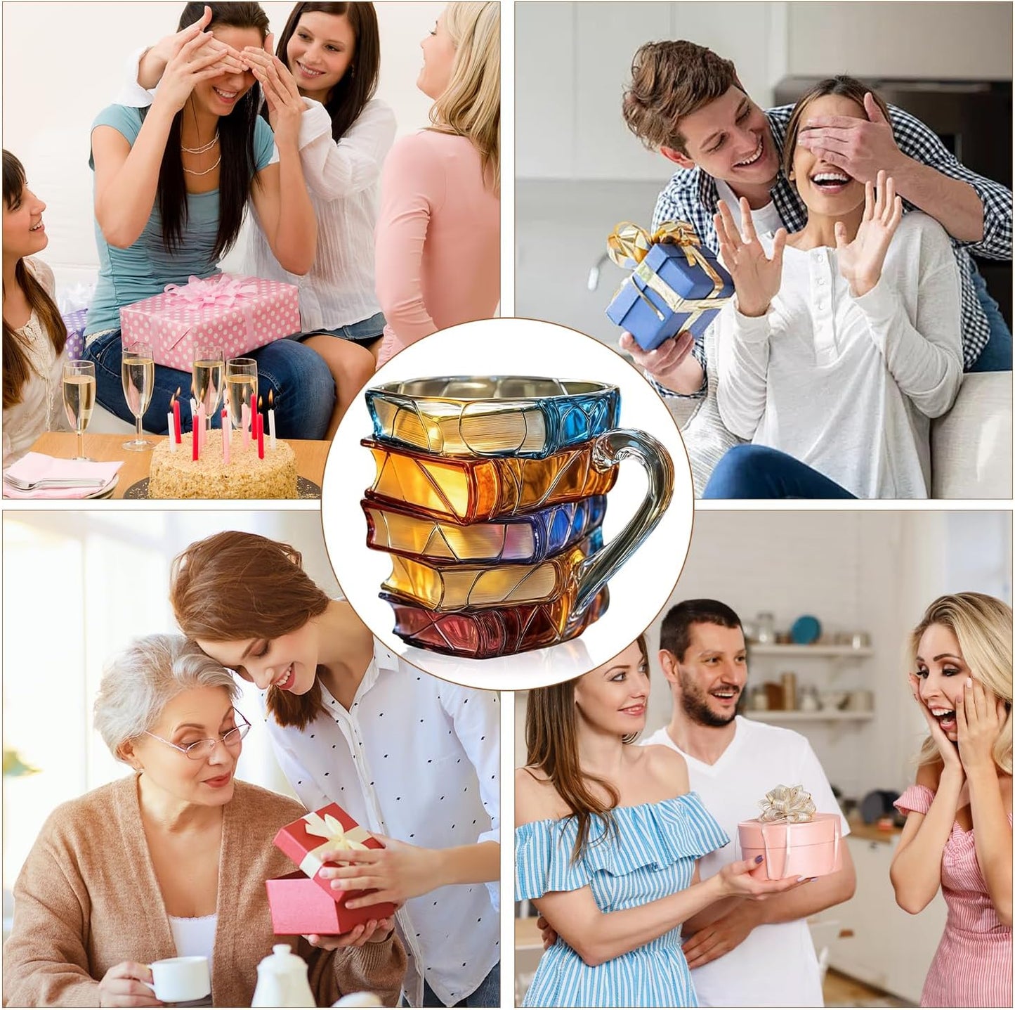 📚 3D-målad bokmugg – Unik glaskaffekopp för läsare och bokälskare🍵