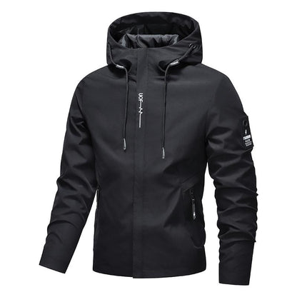 🎁Nyhet 50% RABATT💥Herrarnas Enfärgade Vattentäta Vindtäta Hoodie-Jacka med Dragsko och Dragkedja